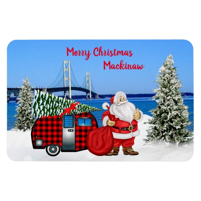 Réfrigérateur de Mackinaw City Magnet de Noël (Horizontal)