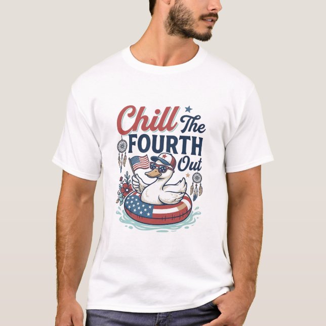 Refroidir le quatrième T-shirt vectoriel de canard (Devant)