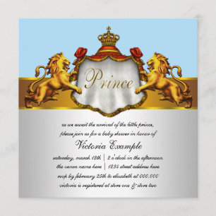 Regal Baby Blue Prince Baby Shower Invitations