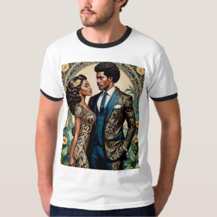 Regal Black Couple Ornate Fashion Tshirt