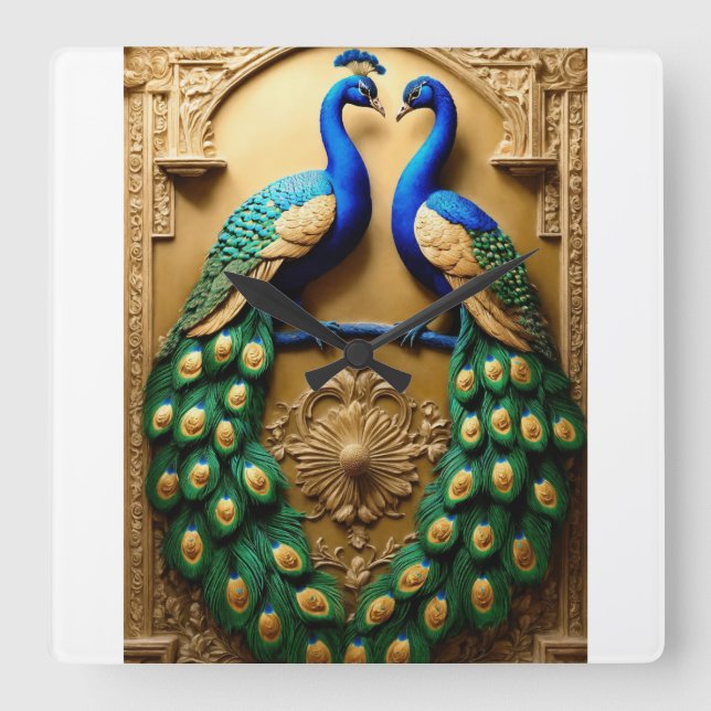 Regal Plumage : Peacock Design Horloge murale - Te (Recto)