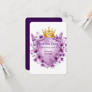 Regal Purple Floral Crest Mariage Enregistrer la d