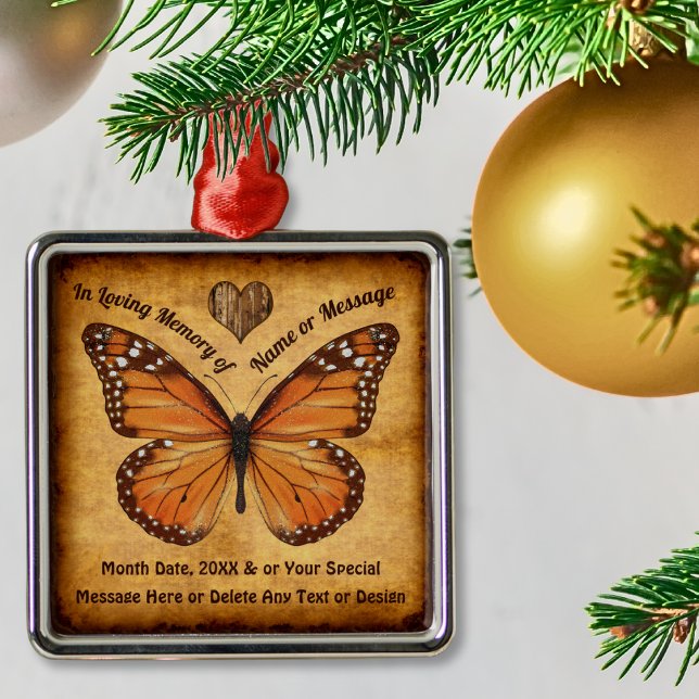 Regard unique vintage, ornements mémoriaux papillo (In loving memory Christmas ornament, personalized. Monarch Christmas Tree Ornaments. )