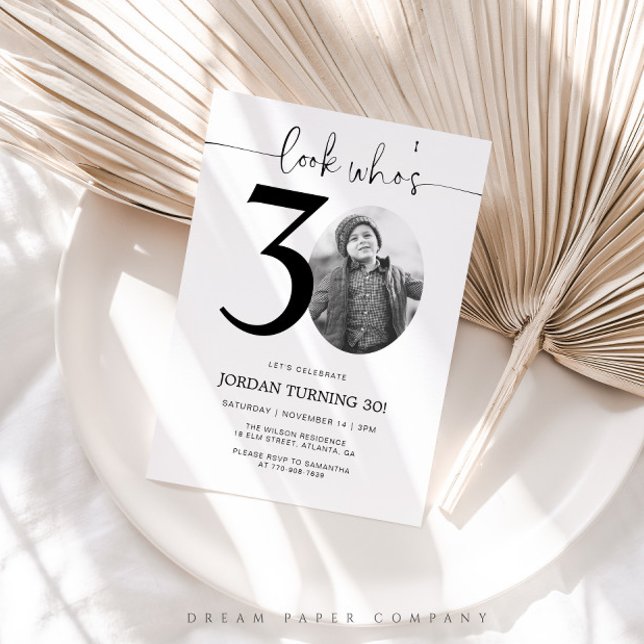 Regarde qui a 30 ans | Invitation photo pour les 3 (30th Birthday Invitation)