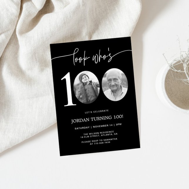 Regardez qui a 100 ans | Photo Invitation du 100e  (Créateur téléchargé)