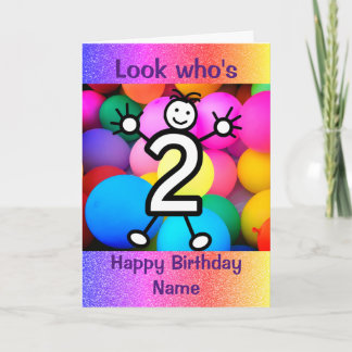 Regardez qui a 2 ans Balloon Bonne carte d'anniver