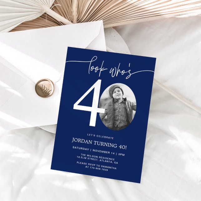 Regardez qui a 40 ans | Invitation bleu 40e annive (Créateur téléchargé)