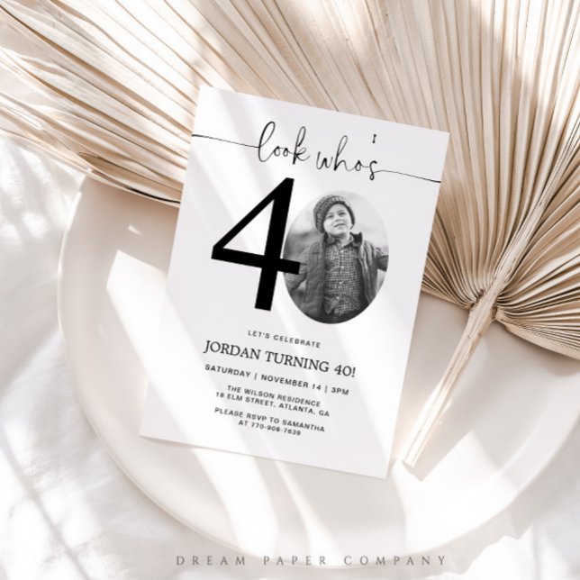 Regardez qui a 40 ans | Invitation photo pour les  (Créateur téléchargé)