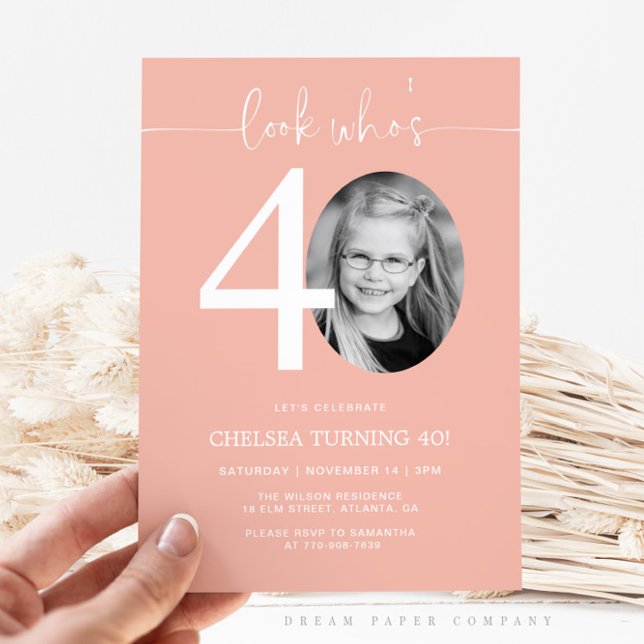 Regardez qui a 40 ans | Invitation rose pour les 4 (Créateur téléchargé)