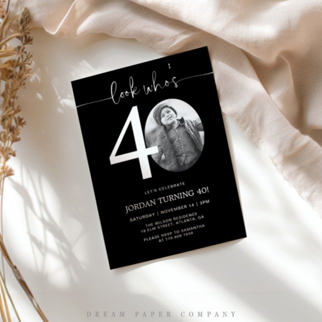 Regardez qui a 40 ans | Noir Invitation du 40e ann (Créateur téléchargé)
