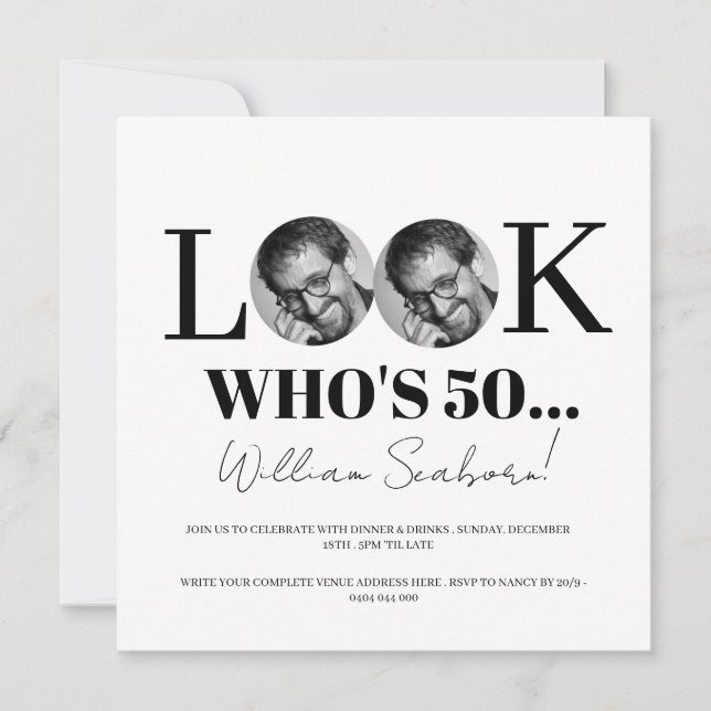 Regardez qui a 50 ans, Invitation pour 50 ans avec (Devant)