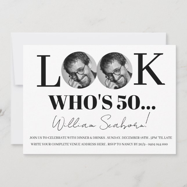 Regardez qui a 50 ans, invitation pour les 50 ans  (Devant)