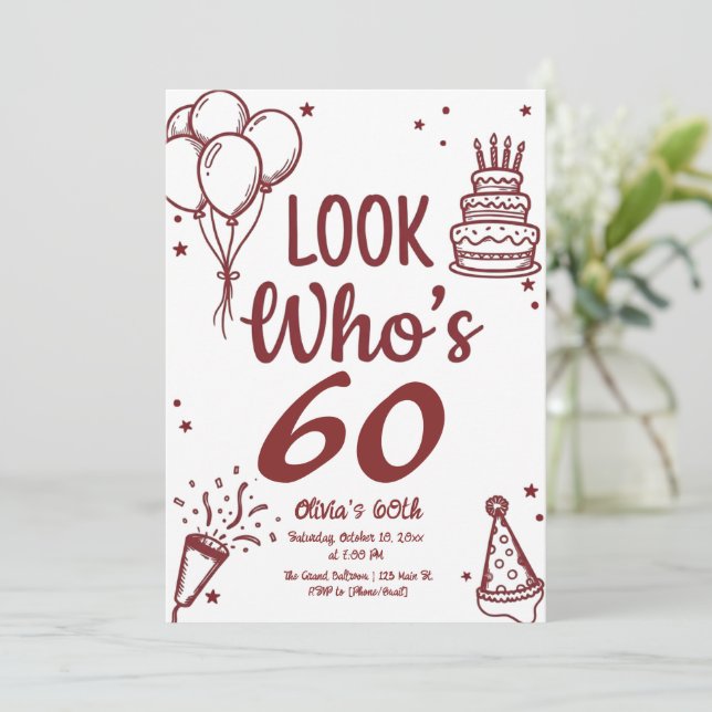 Regardez qui a 60 ans Invitation ! Moderne Photo 6 (Debout devant)