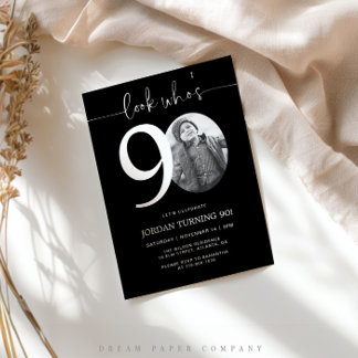 Regardez qui a 90 ans | Invitation noir 90e annive