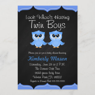 Regardez qui a des Baby showers jumeaux Invitation