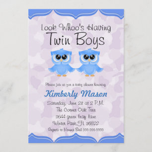 Regardez qui a des Baby showers jumeaux Invitation
