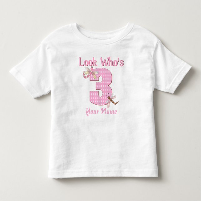 Regardez qui est 3 t-shirt libellule rose (Devant)