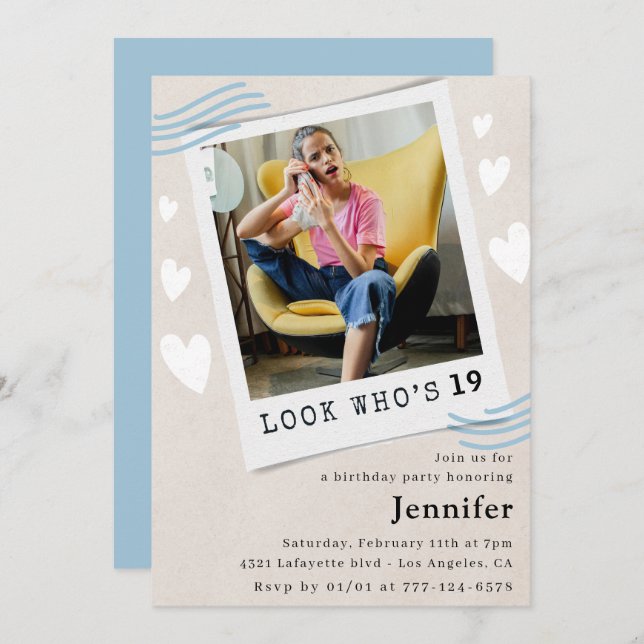 Regardez qui reçoit des invitations pour 19e anniv (Devant / Derrière)