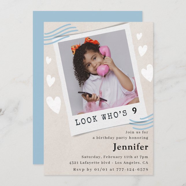 Regardez qui reçoit des invitations pour 9 ans (Devant / Derrière)