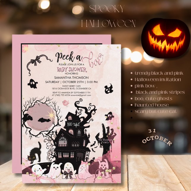 Regardez une invitation de Baby shower Boo, fantôm (Peek a Boo Baby Shower Invitation, Whimsical Ghost Invitation)