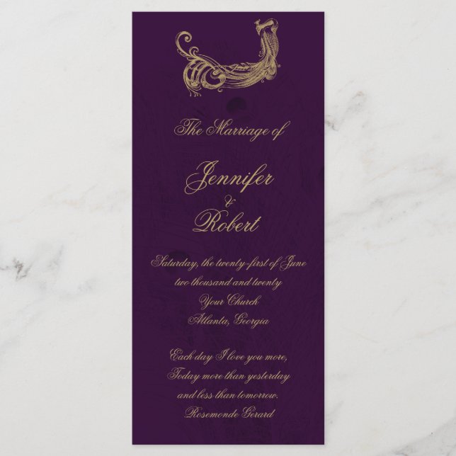 Régence de paon dans le programme de mariage viole (Devant)