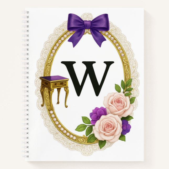 Regency Art Letter W Luxury Monogram Journal (Devant)