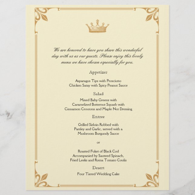 Regency de la Couronne en or et en ivoire Menu Mar (Devant)