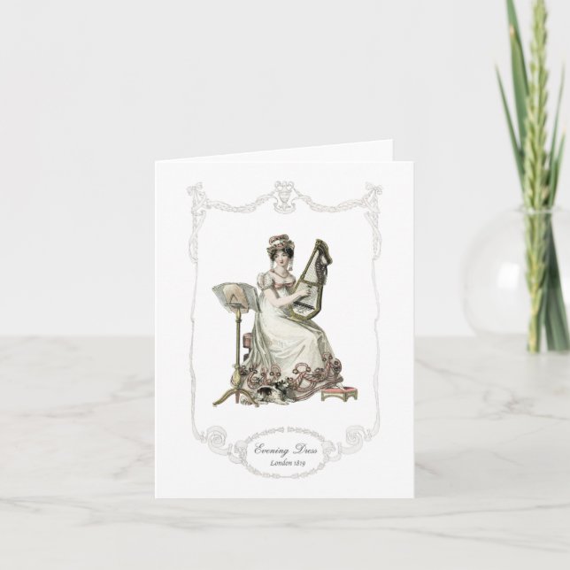 Regency Fashion Plate 1819 Carte pour notes Chien  (Devant)