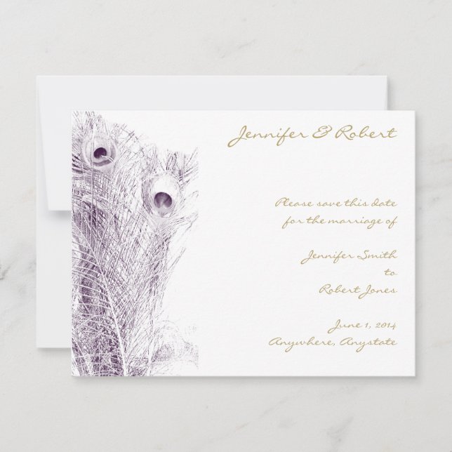 Regency Peacock en violet Enregistrer la carte Dat (Devant)