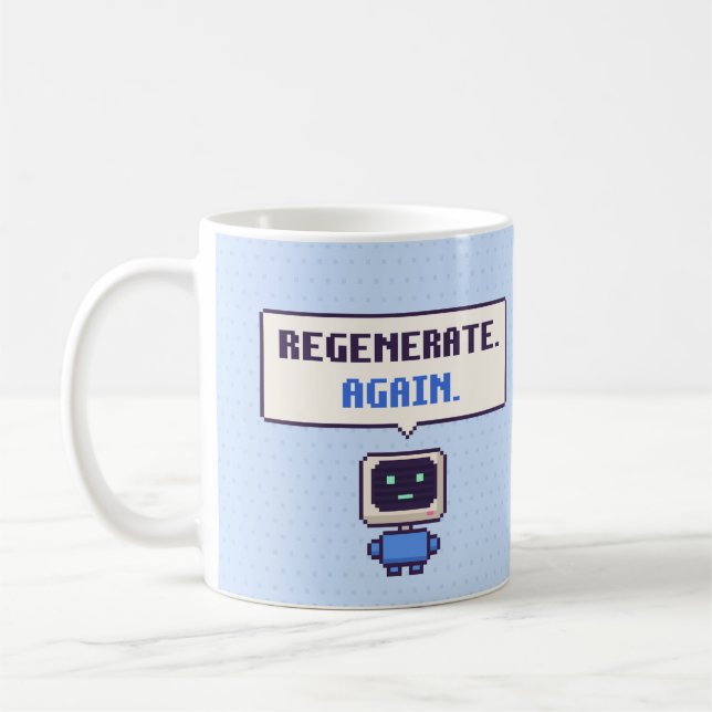 Régénérer. Encore. Mug Pixel AI Drôle (Gauche)