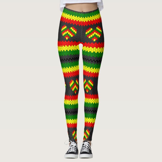 Reggae Love Heart Rasta Hippie Power Yoga Leggings (Devant)