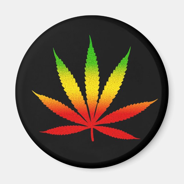 Reggae Rasta feuille Rastafarian Magnets ronds (Devant)