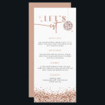 REGINA Rose Gold Sequins Disco Mangeons Carte Menu<br><div class="desc">Ce menu "Let's eat" propose des paillettes d'or rose, une boule de disco et un duo de polices glam. Utilisez ce modèle pour modifier les polices, la couleur de police et la couleur de l'arrière - plan afin de répondre aux besoins de votre événement. Modifiez *la plupart* du libellé pour...</div>
