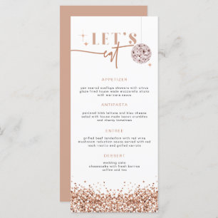 REGINA Rose Gold Sequins Disco Mangeons Carte Menu