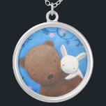 Région boisée de collier d'anniversaire d'amour<br><div class="desc">Collier doux et beau d'ours et de lapin.  Cadeau merveilleux pour votre amoureux.  Original peignant ma Mika art.</div>