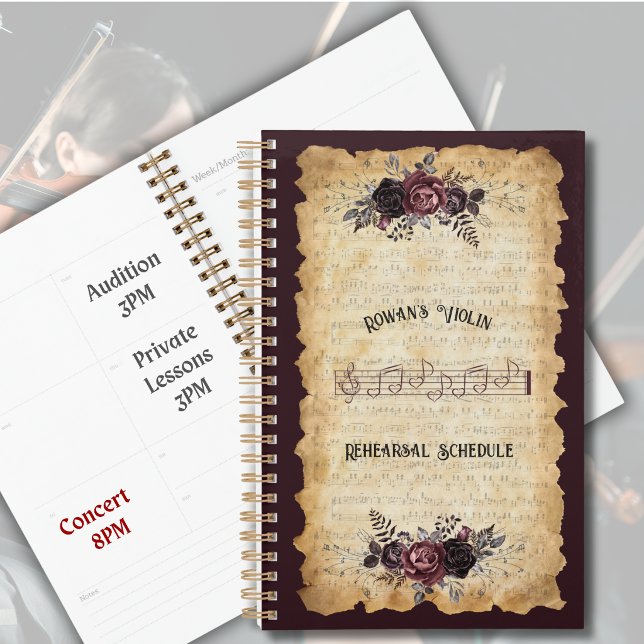 Registre de planning de répétition de violon vinta (Custom antique parchment violin music planners. Perfect back to school gift for violinists.)