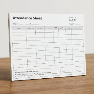 Registre de présence des employés Bloc-notes de