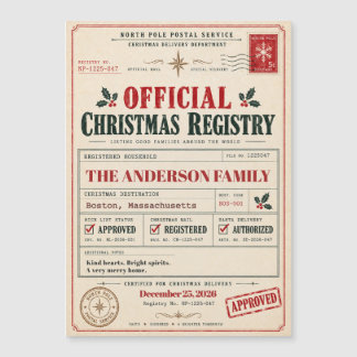 Registre vintage de Noël du Pôle Nord
