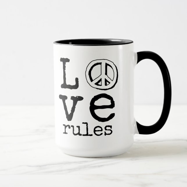 Règles d'amour, Panneau de paix, Mug de café (Droite)