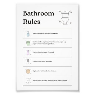 Règles de salle de bain Essentiel Etiquette Poster