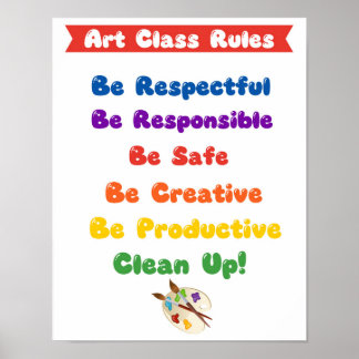 Règles du cours d'art (en couleurs) - Affiche