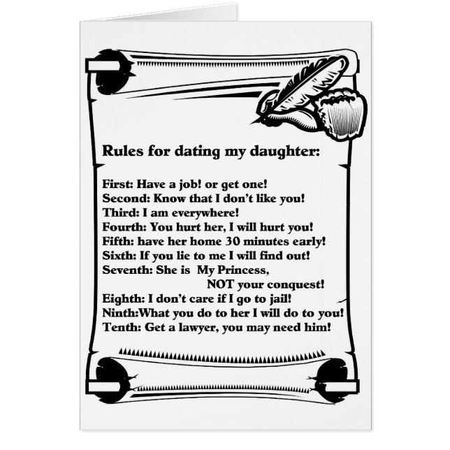 Règles pour dater ma fille (Devant)