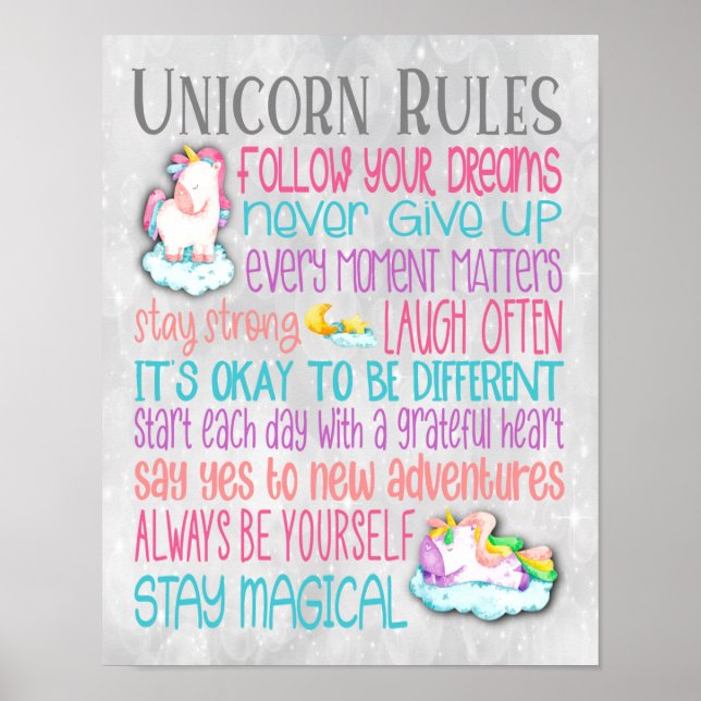 Règles Unicorn Citations Motivationnelles - Poster (Devant)