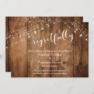 Regrettablement Rustic Wood & Lights annulé carte