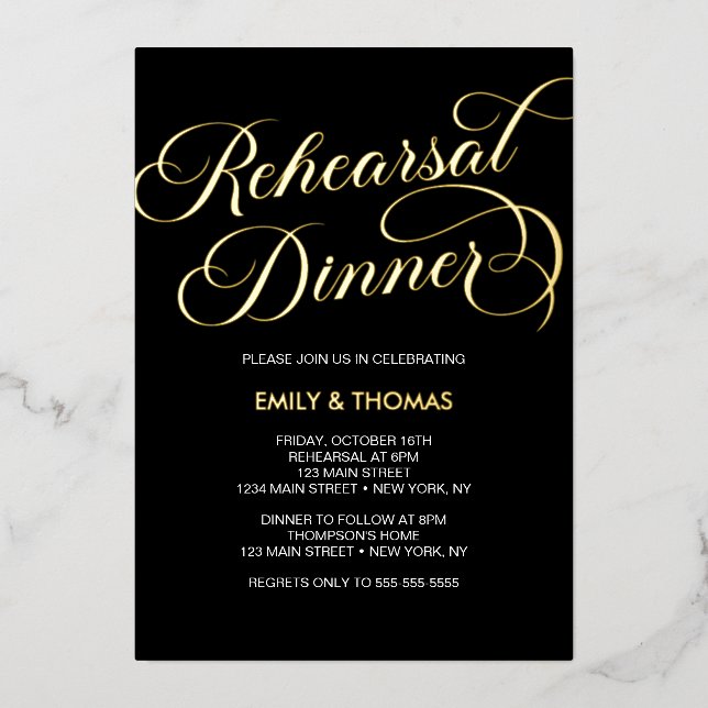 Rehearsal dinner Elegant Foil Invitation (Recto)