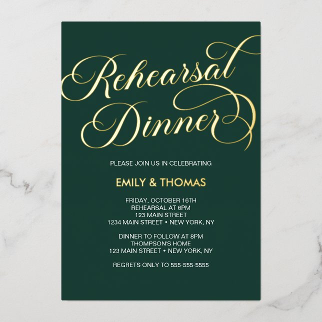 Rehearsal dinner Elegant Invitation Foil Invitatio (Recto)
