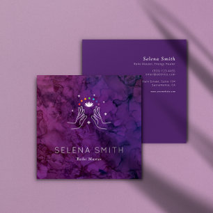 Reiki Carte de visite design Carré avec Chakras