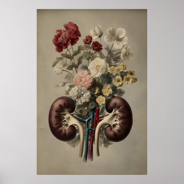 Rein humain avec impression de fleurs, anatomie bo (Devant)