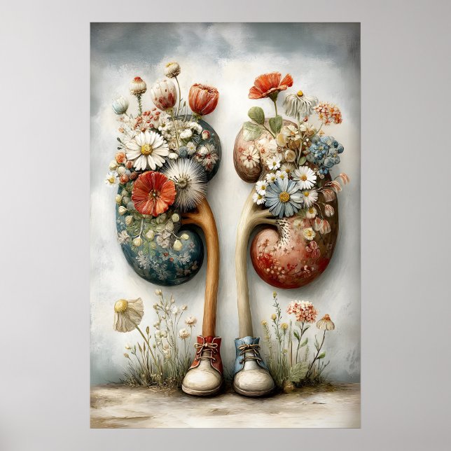 Rein humain avec impression de fleurs, Anatomie Bo (Devant)