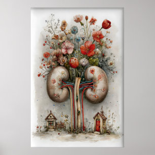 Rein humain avec impression de fleurs, peinture an